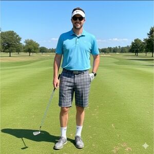 Fila 10.5" Shorts Mens 38 Black Gray Check Plaid Sports‎ Golf Preppy Classic